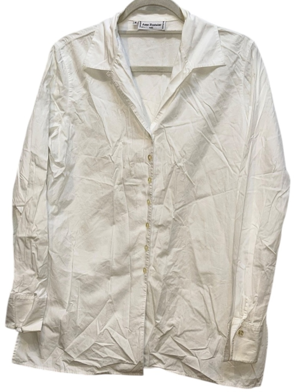 Anne fontaine paris France white cotton classic button down top shirt 4 L